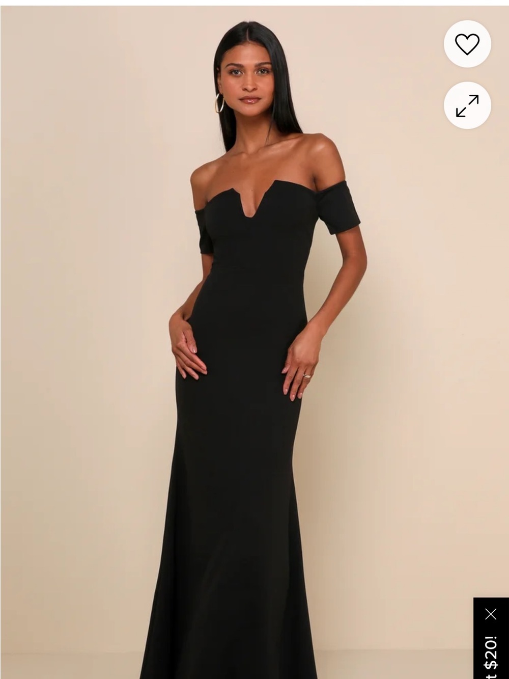 Lulu's Black One-Shoulder V-Notch Evening Gown